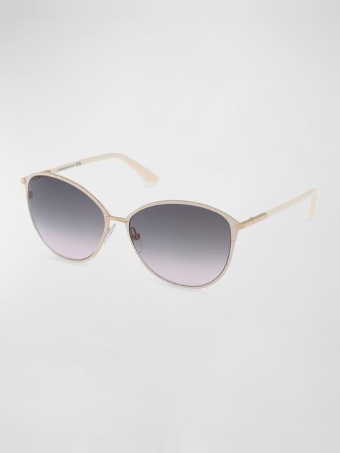 TOM FORD Penelope Gradient Acetate & Metal Round Sunglasses