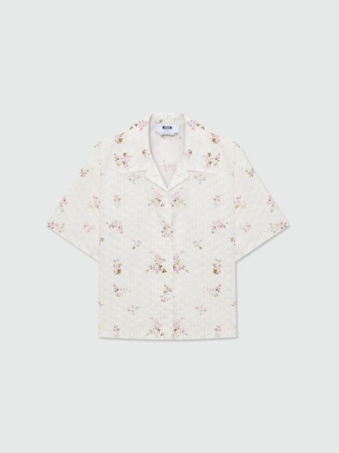 MSGM Off-white cotton poplin shirt with all-over print