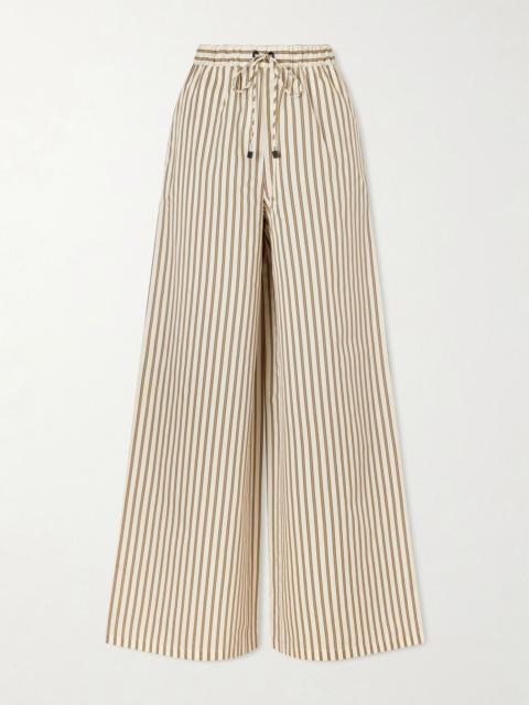 Max Mara Striped cotton and silk-blend pants Beige