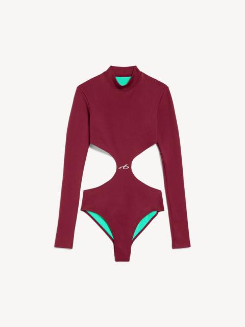 BALENCIAGA Women's Techwear Cut-out Bodysuit in Burgundy/aqua