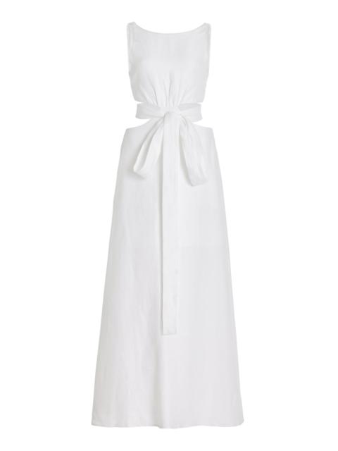 BONDI BORN® Comino Cutout Organic Linen Maxi Dress white