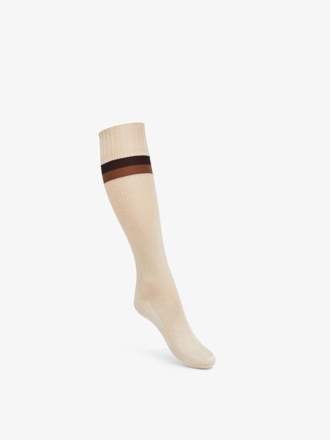 FENDI Beige silk socks