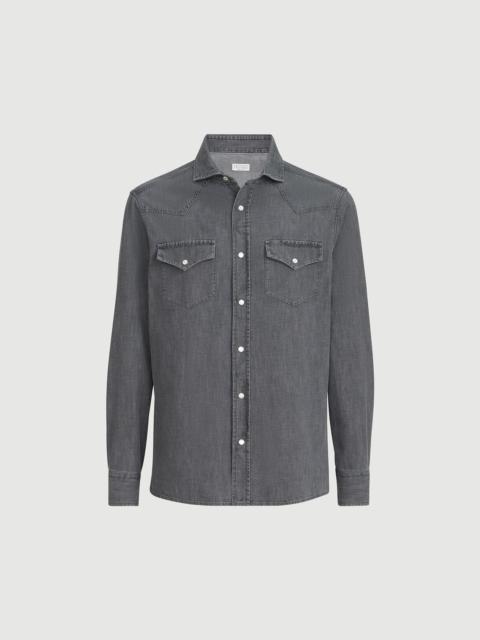 Brunello Cucinelli Lightweight denim easy fit Western shirt