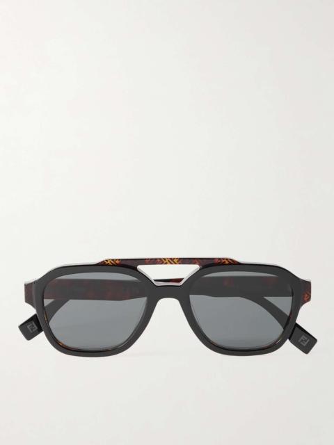 Aviator-Style Logo-Print Tortoiseshell Acetate Sunglasses