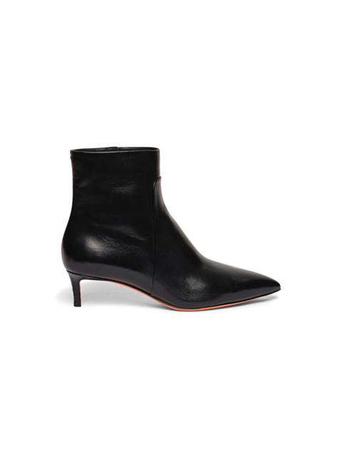 Santoni Women's black leather low-heel ankle boot