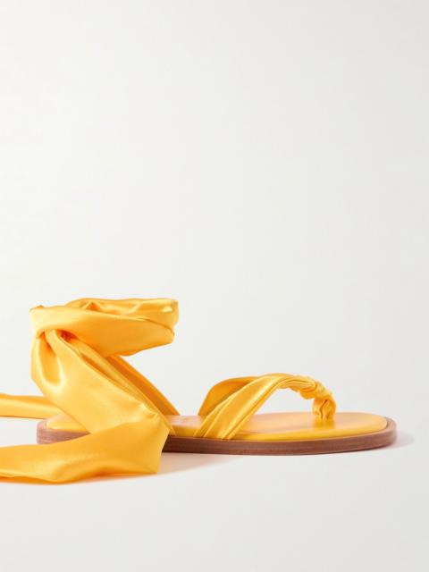 Christian Louboutin Nilo du Desert tie-detailed satin-crepe sandals Yellow