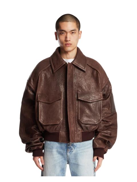 JUUN.J Brown Oversized Leather Jacket
