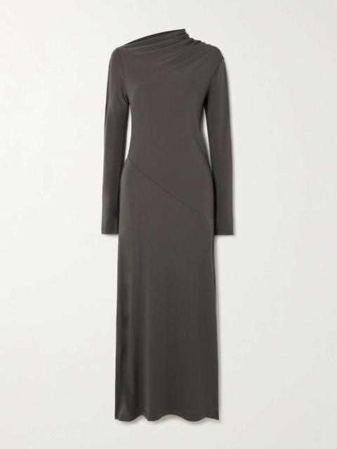 TOTEME Gathered stretch-jersey maxi dress Dark gray