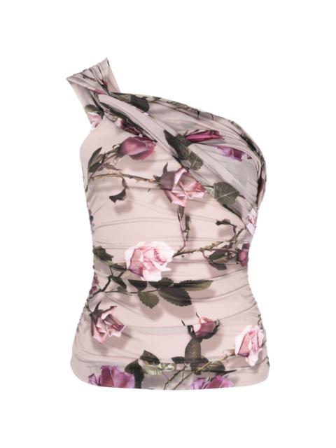 floral-print sleeveless tank top