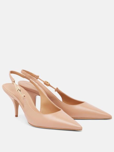 FERRAGAMO Tally 70 leather slingback pumps