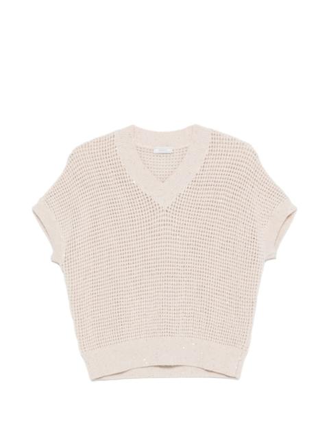 PESERICO sequin-embellished open-knit top