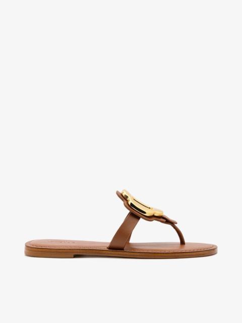 Larroudé Margherita Thong Sandal In Caramel Leather