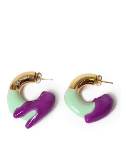 SUNNEI RUBBERIZED DOUBLE SMALL EARRINGS GOLD/MINT/PURPLE | REVERSIBLE