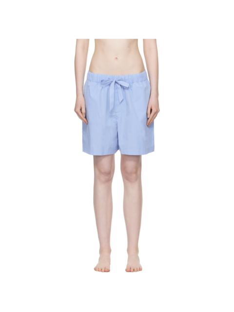 TEKLA Blue Poplin Pyjama Shorts