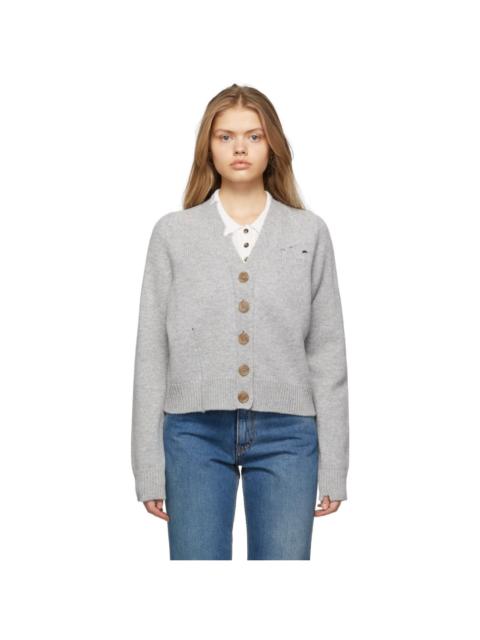 Maison Margiela Grey Wool Distressed Cardigan