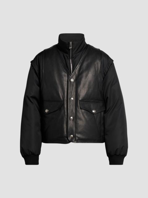 VERSACE Men's Layered Stand-Collar Down Jacket - Black