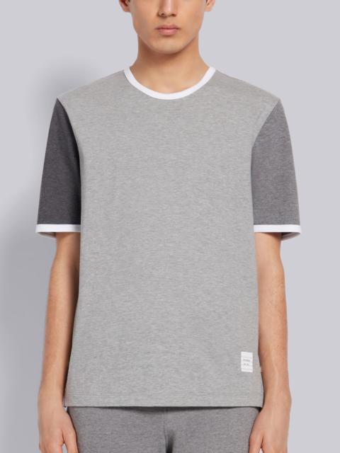 Tonal Grey Cotton Jersey Short Sleeve Ringer Tee