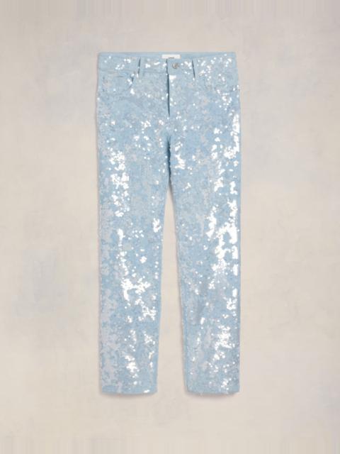 AMI Paris EMBROIDERED STRAIGHT FIT JEANS