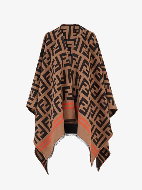 Multicolor wool and silk poncho
