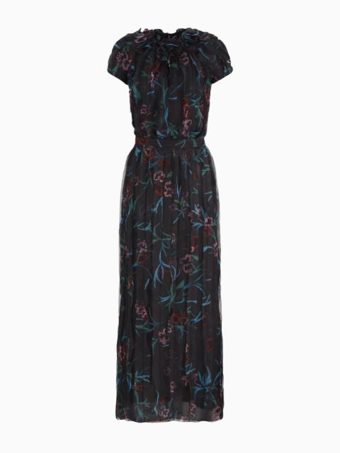 GIORGIO ARMANI Long dress in silk organza with a floral print