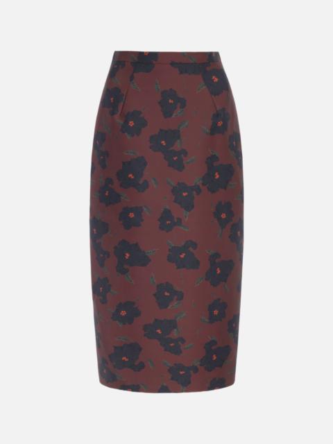 EMILIA WICKSTEAD Lorelei Skirt in Red & Black Breezy Poppy Mikado