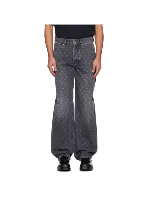 Marine Serre Gray Moon Laser Baggy Jeans