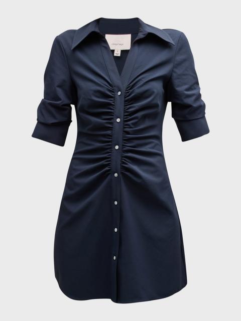 Cinq à Sept Elina Ruched Button-Front Mini Dress