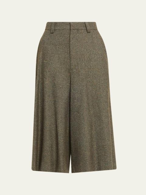 Loro Piana Drake Cashmere-Wool Wide-Leg Bermuda Trousers