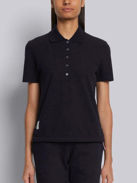 Thom Browne Navy Classic Pique Center Back Stripe Relaxed Fit Short Sleeve Polo