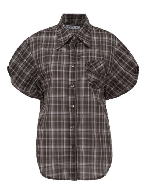 OPEN YY checked short-sleeve shirt