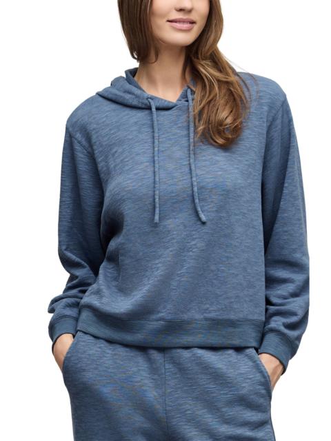 Barefoot Dreams barefoot dreams Seamed Slub Cotton Blend Double Knit Hoodie in Indigo