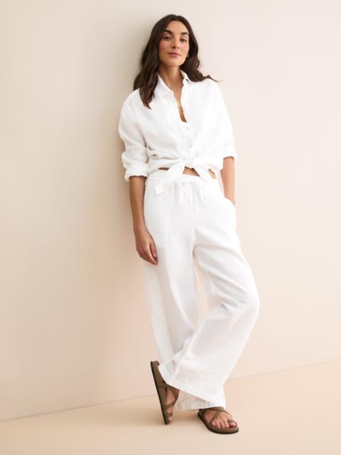 Derek Rose Women's Wide Leg Pants Sicily Linen White