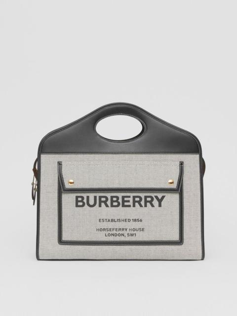 Burberry Medium Two-tone Canvas and Leather Pocket Tote