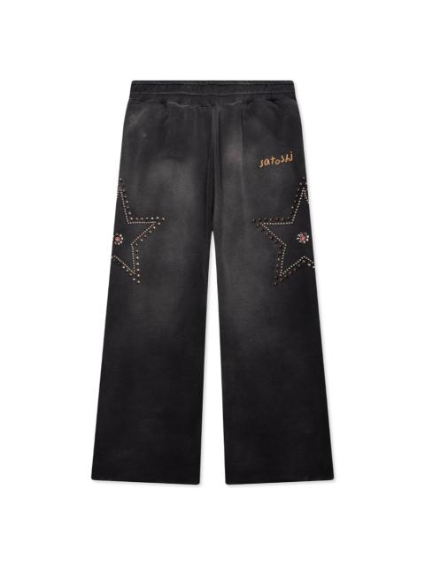 SATOSHI NAKAMOTO STAR STUDDED SWEATPANT - BLACK