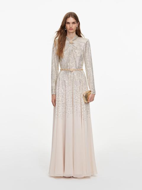 self-portrait Champagne Ombre Rhinestone Maxi Dress