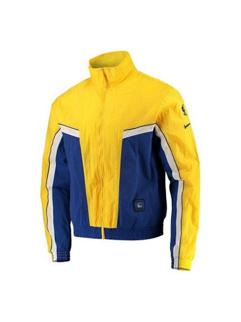Nike Nike NBA Golden State Warriors Athleisure Casual Sports Jacket Yellow Blue Colorblock CJ7146-495