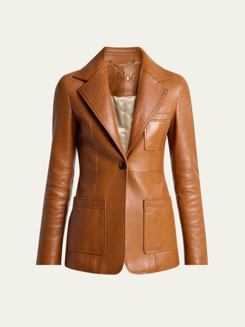 Chloé Slouch Leather Belted Single-Breasted Jacket