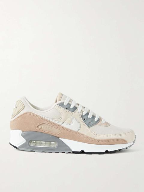 Nike Air Max 90 Leather-Trimmed Suede and Canvas Sneakers