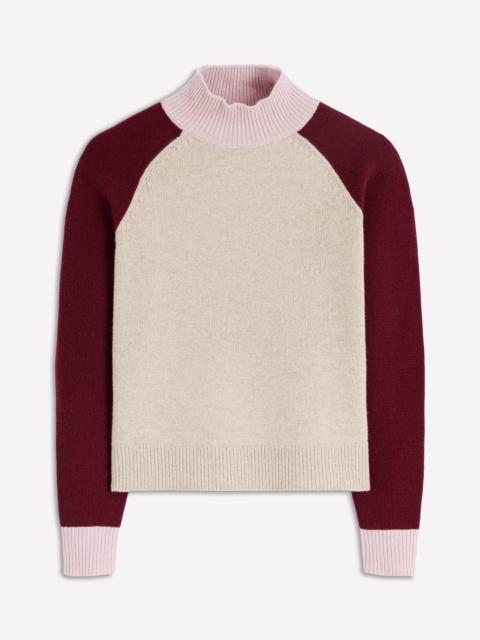 BODEN Marion Merino Rib Neck Sweater-Linen, Pinotage Colour Block