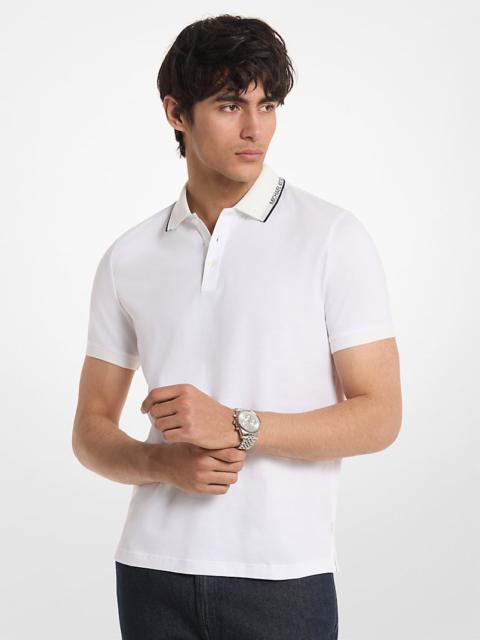 MICHAEL KORS Logo Trim Cotton Jersey Polo Shirt