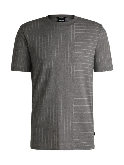 BOSS MERCERIZED-COTTON T-SHIRT WITH MIXED STRIPES