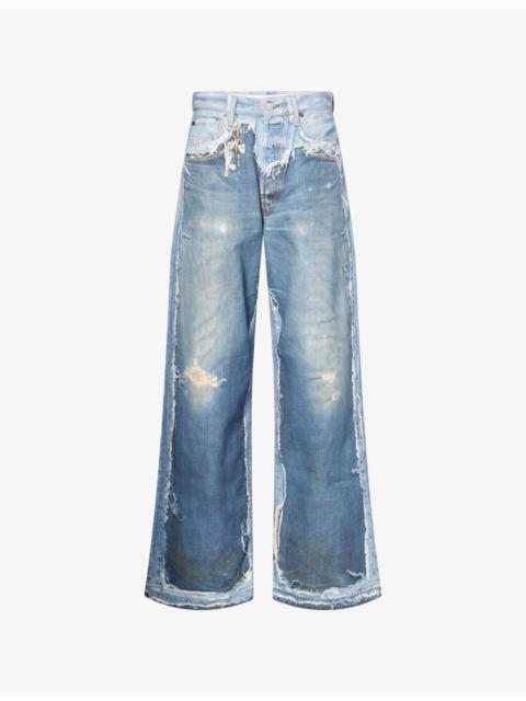 Acne Studios Graphic-Print Wide-Leg Denim Jeans