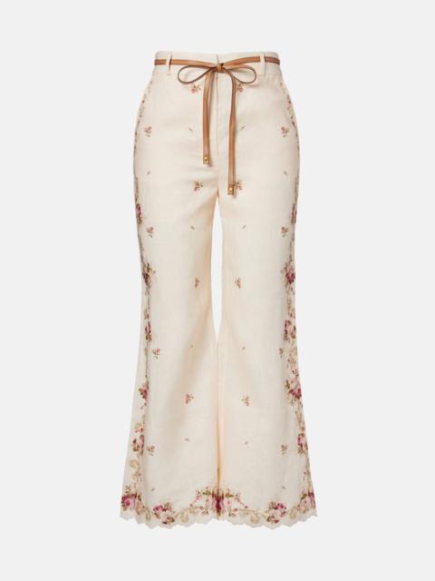 Zimmermann Patience floral linen flared pants