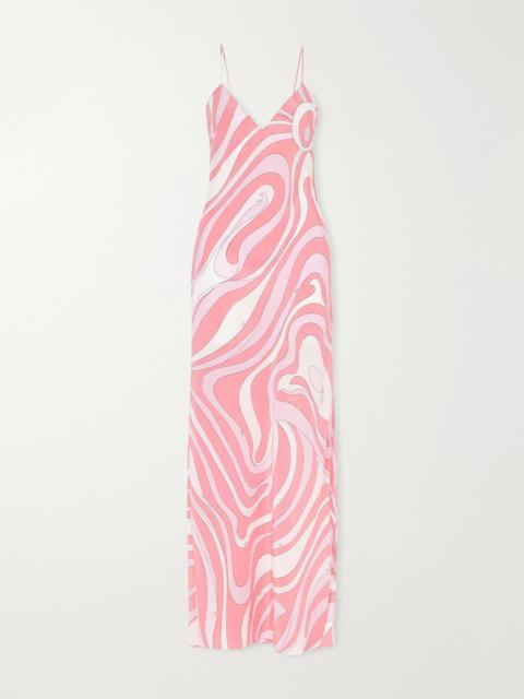 PUCCI Printed silk-twill maxi dress Baby pink
