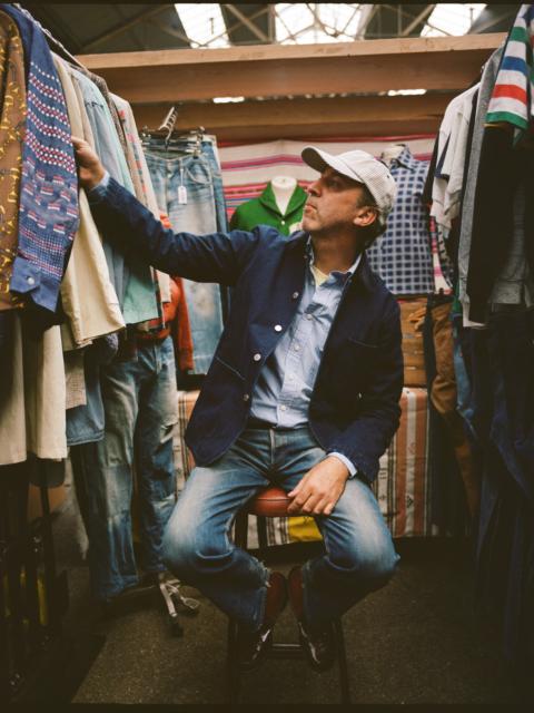 Drake's Indigo Denim Lined Chore Jacket