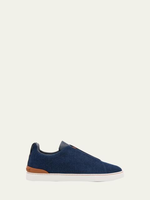 Men's Triple Stitch Denim Slip-On Sneakers