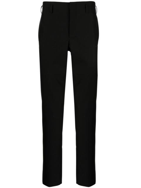 black straight-leg wool trousers
