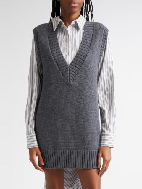 Monse MONSE Boxy Longline Merino Wool Sweater Vest in Charcoal at Nordstrom