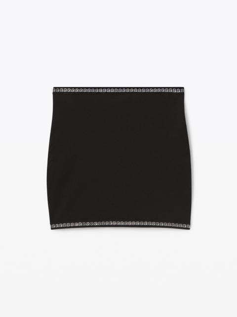 CRYSTAL TRIM MINI SKIRT IN COMPACT NYLON