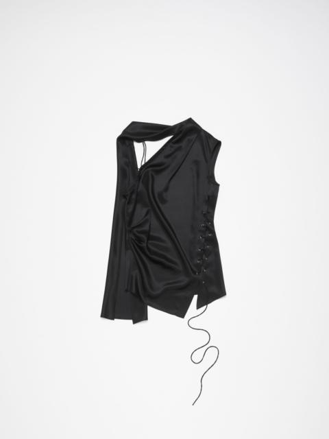 Fringe wrap blouse - Black